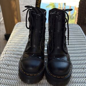Dr. Martens Black Combat Boots with Glossy Finish